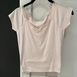 Hollister Elegant Pink Lace Trim Top